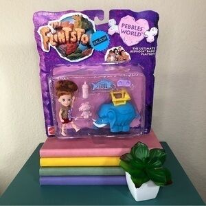 The Flintstones Pebbles’ World Bedrock Baby Playset Doll Flintmobile Elephant